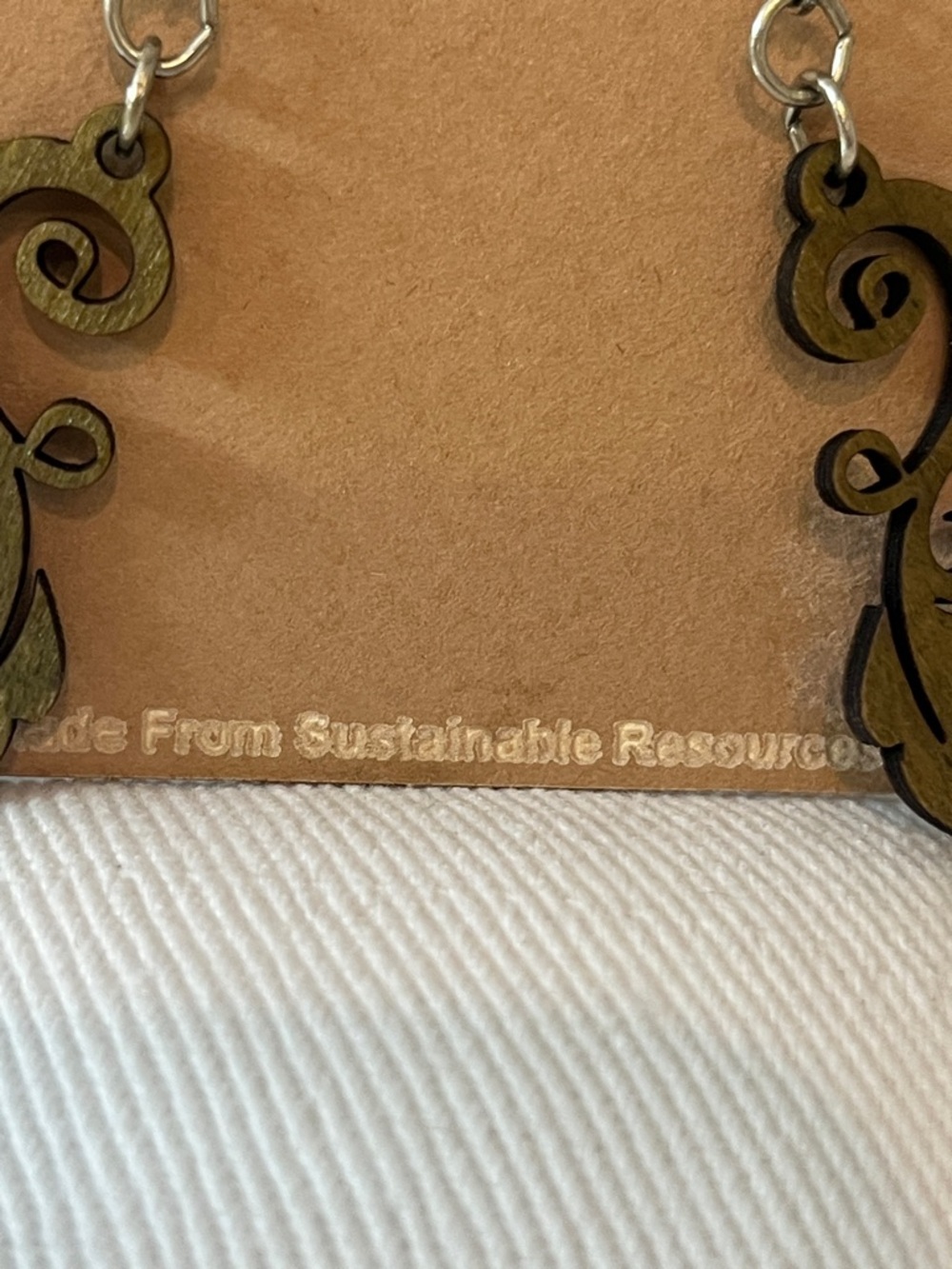 Olive Green Scroll Drop Earrings - Picture 5 of 5